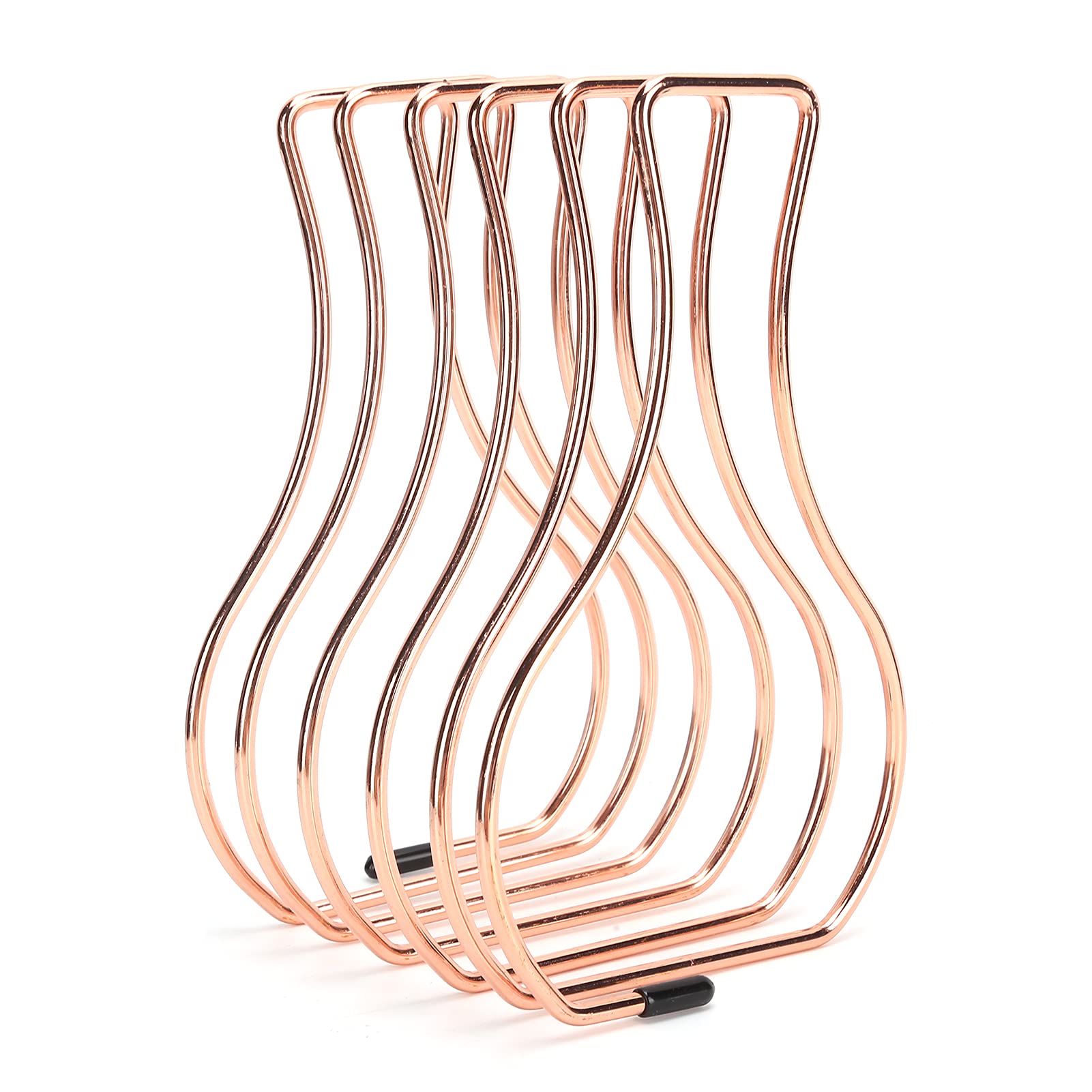 Wrought Iron Bookshelf with 5 File Folder Holder Slots Bottle-Shape Desktop Decoration Book Holder(Rose Gold)-image-26