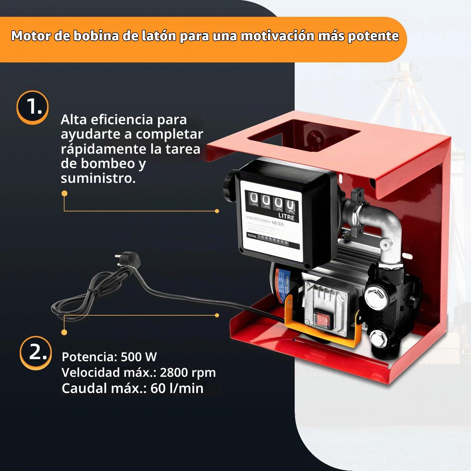 220 V 550 W Bomba diesel, Bomba de combustible diésel autocebante, móvil gasolinera 60L/min, bomba de combustible profesional con pistola automática, manguera de 4 m, para coches, camiones cisterna