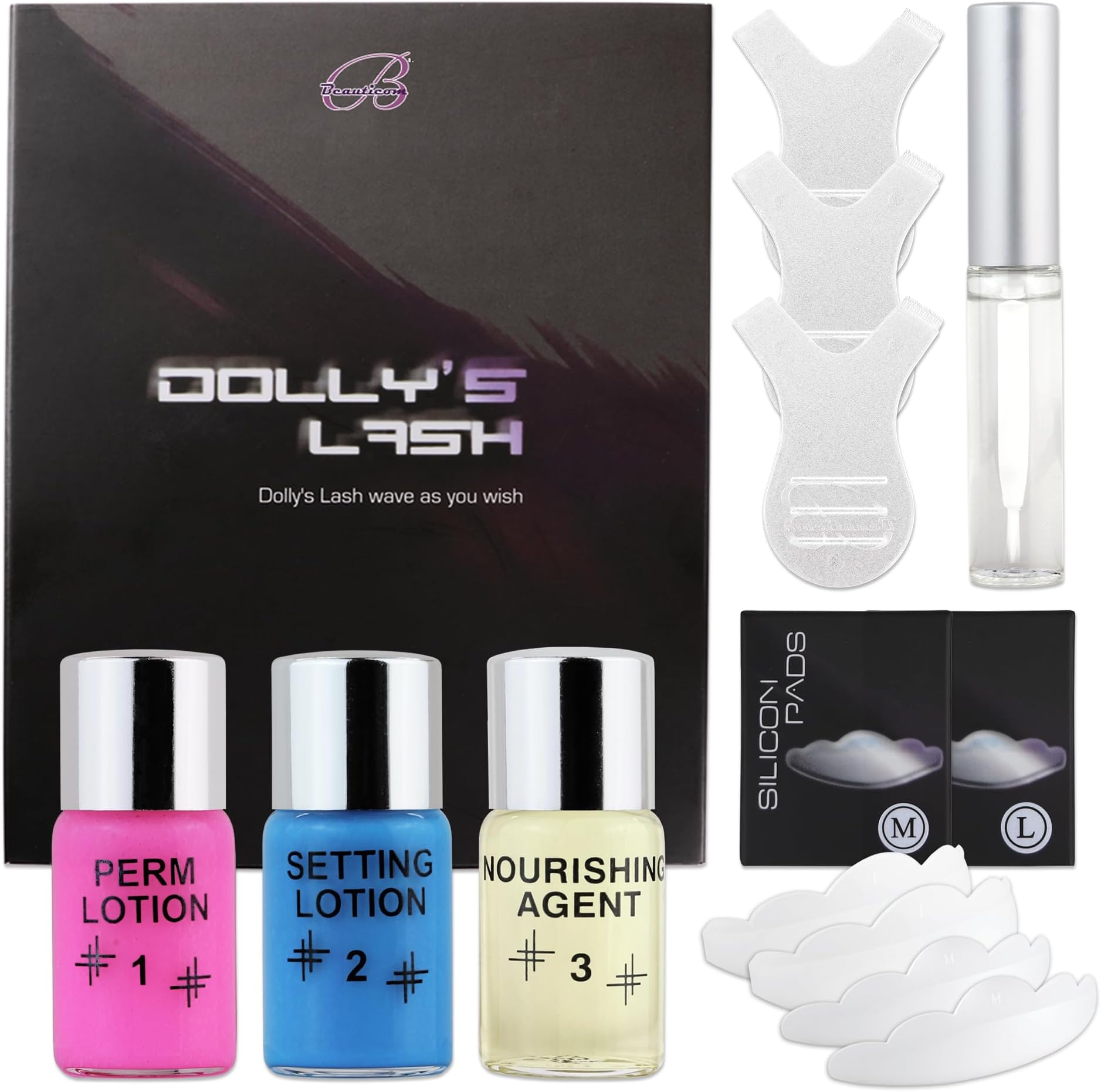 Dolly's Lash Beauticom Lift Eyelash Wave Lotion Perm Kit - for Professional Curling, Perming, Lifting
