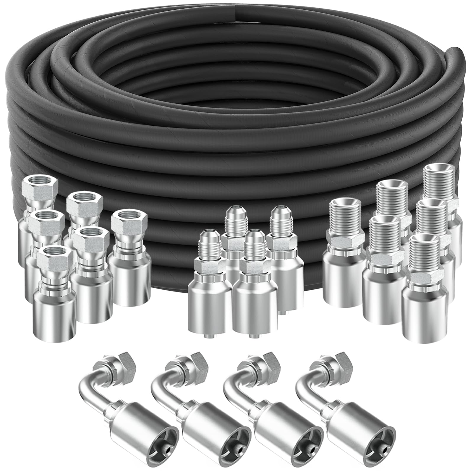 50Ft 3/4 inch Hydraulic Hose with 20PCS 3/4" Fittings