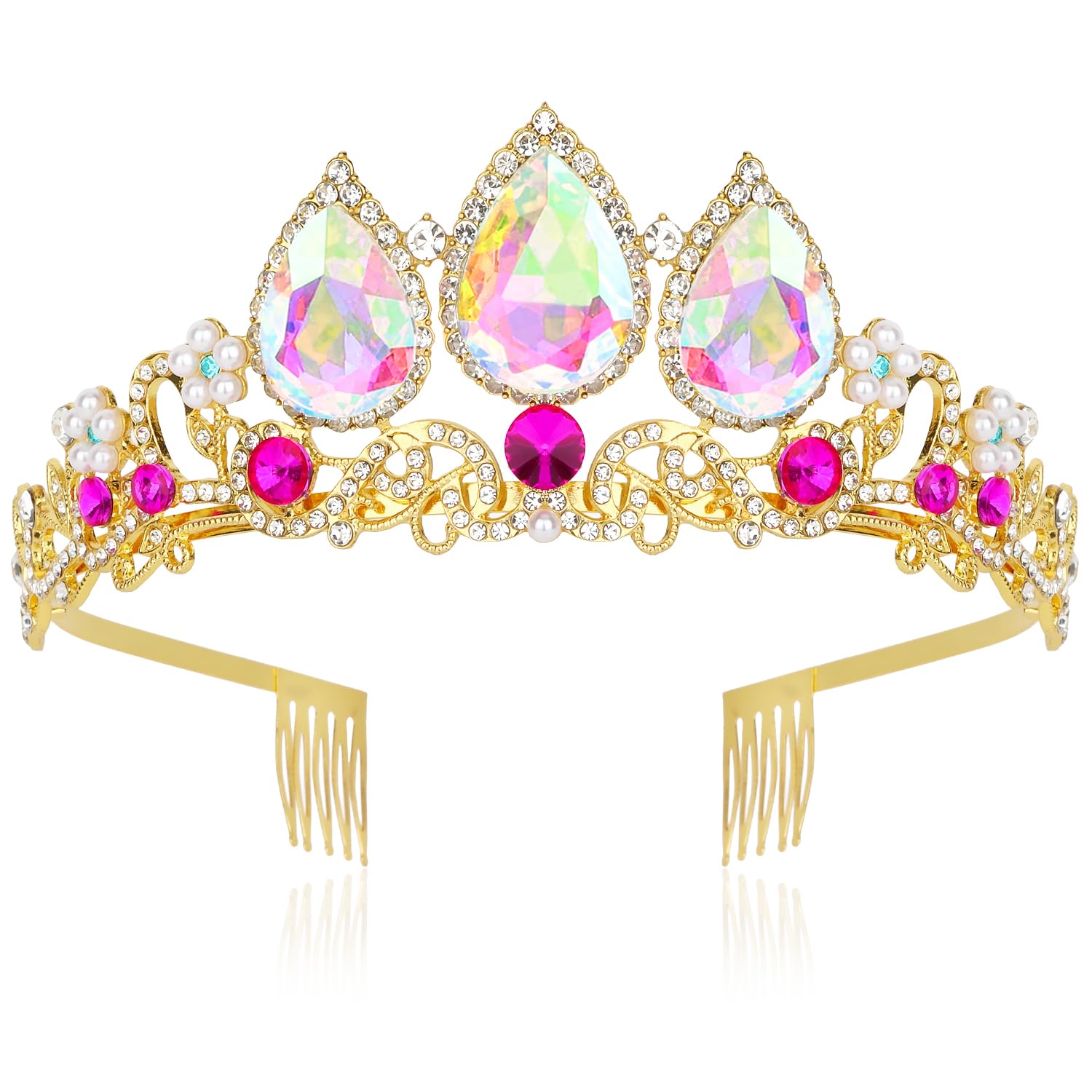 Coroa Rapunzel, tiara de princesa para meninas, acessórios de aniversário de princesa, Dia das Bruxas