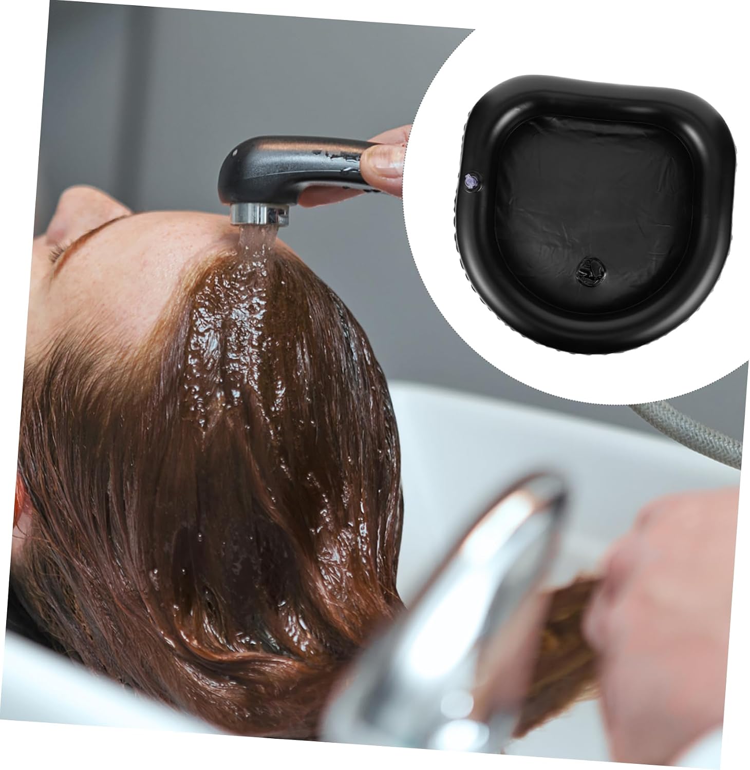 Ergonomic Bedridden Shampoo Basin Inflatable Hair Wash Bowl for Elderly Disabled Portable Hair Washing Tray Home Salon Use PVC Mesh Material