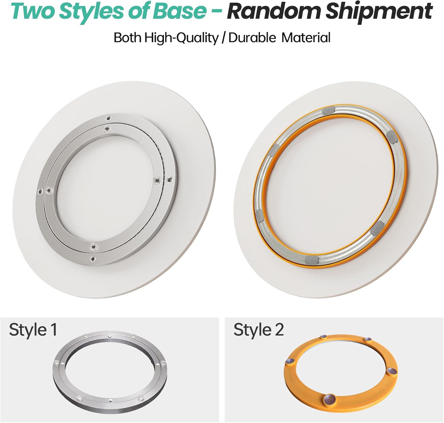 19.7" Lazy Susan Turntable – 360° Sinteredstone Silent Anti-Slip Turntable, Table Top Centerpiece for Kitchen, Pantry, Spice Rack, Refrigerator & Dining Table, White