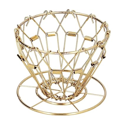 YANDER 9X11cm Coffee Filter Holder Stainless Steel Drip Type 3 Holes Foldable Cake Tyoe Coffee Filter Holder Accessory Coffee Filters (Color : Gold)