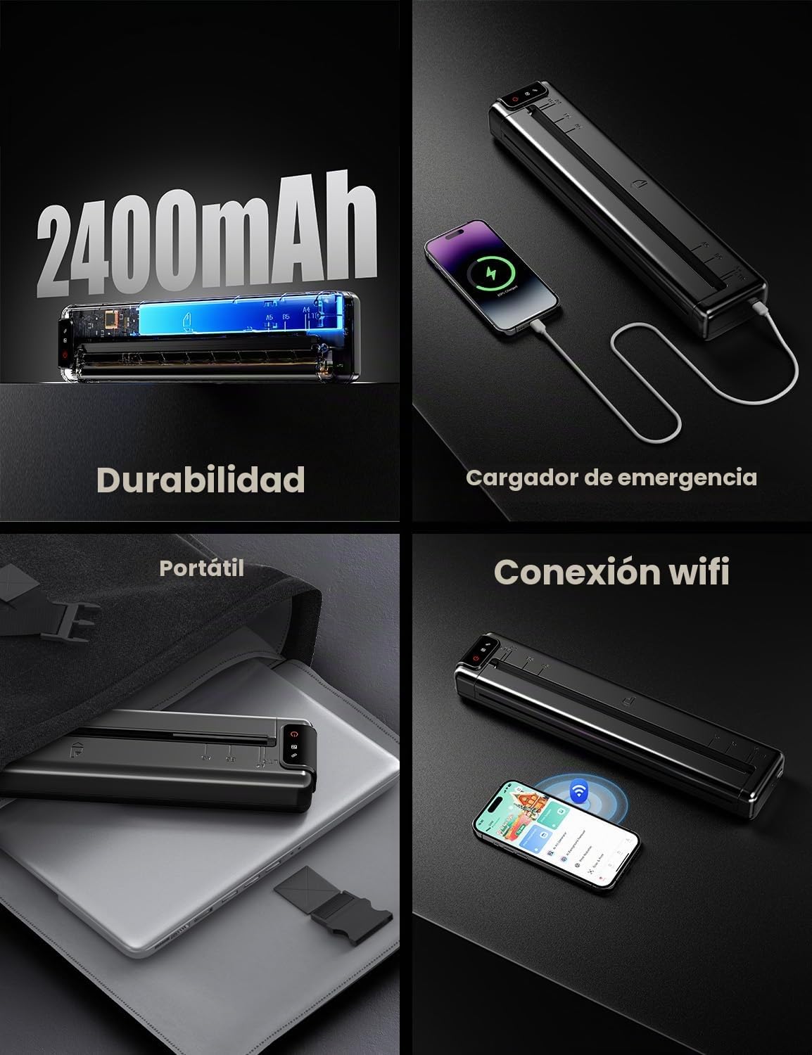 Phomemo Q302 Impresora térmica A4, Impresora portátil A4 para Viajes, conexión a través de WiFi, Bluetooth y USB, Compatible con Papel térmico (210 x 297 mm), B5, A5, 300dpi