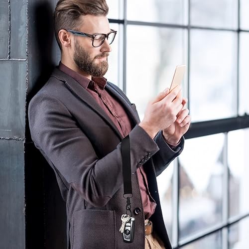 Miniatura 6 de XCHIN Llavero de mano para muñeca, correa negra para llaves para mujeres y hombres, llavero corto para llave de coche