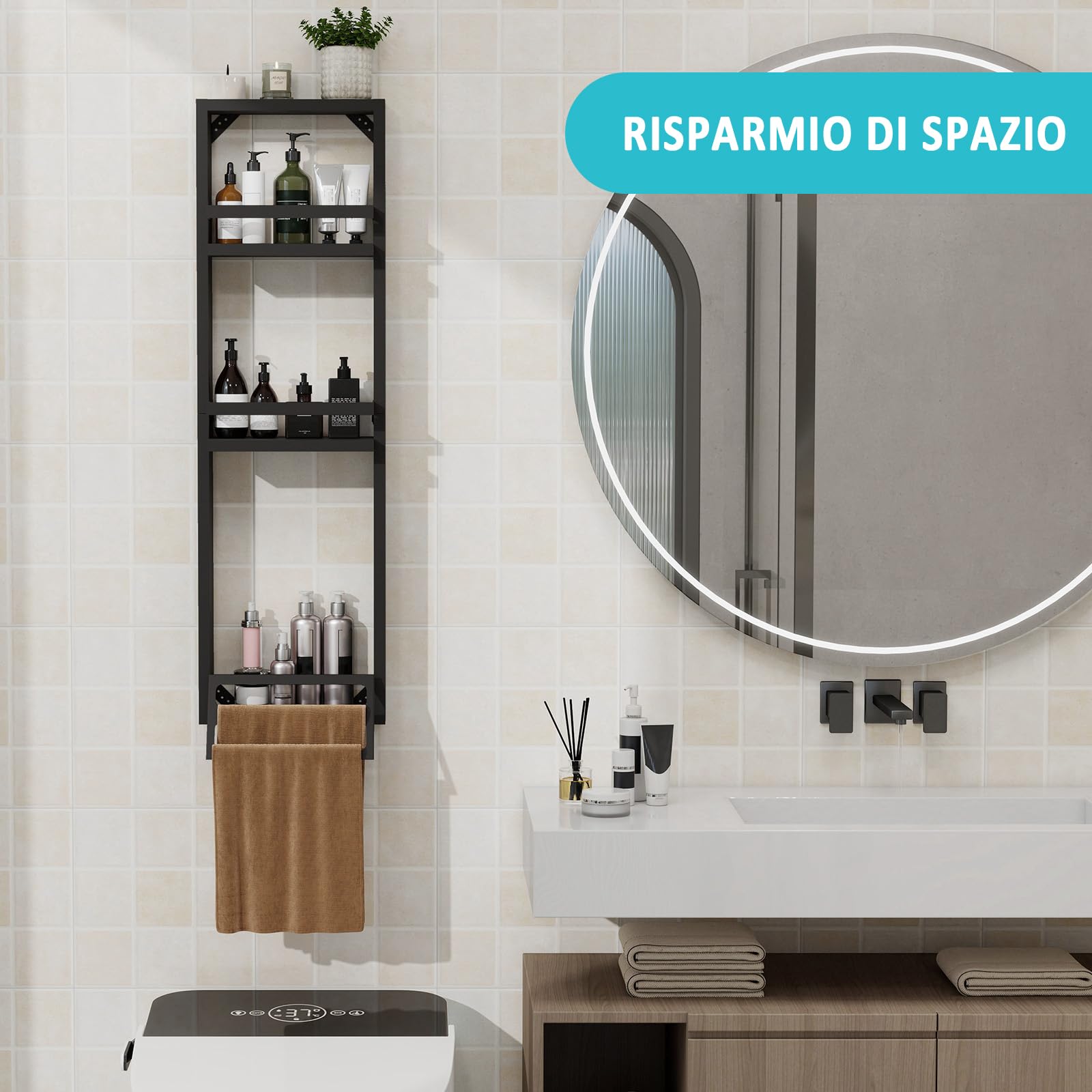 YU YUSING Porta Asciugamani Bagno 3 Ripiani, Mensole per Bagno