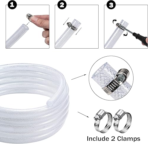 Miniatura 4 de DAVCO Tubo de vinilo de plástico transparente trenzado resistente de 14 pulgadas de diámetro interior de 14 de pulgada, manguera flexible de