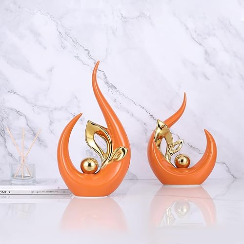 Miniatura 4 de Estatua de cerámica moderna de arte abstracto para decoración del hogar, juego de 2 esculturas decorativas para sala de estar, comedor, oficina,