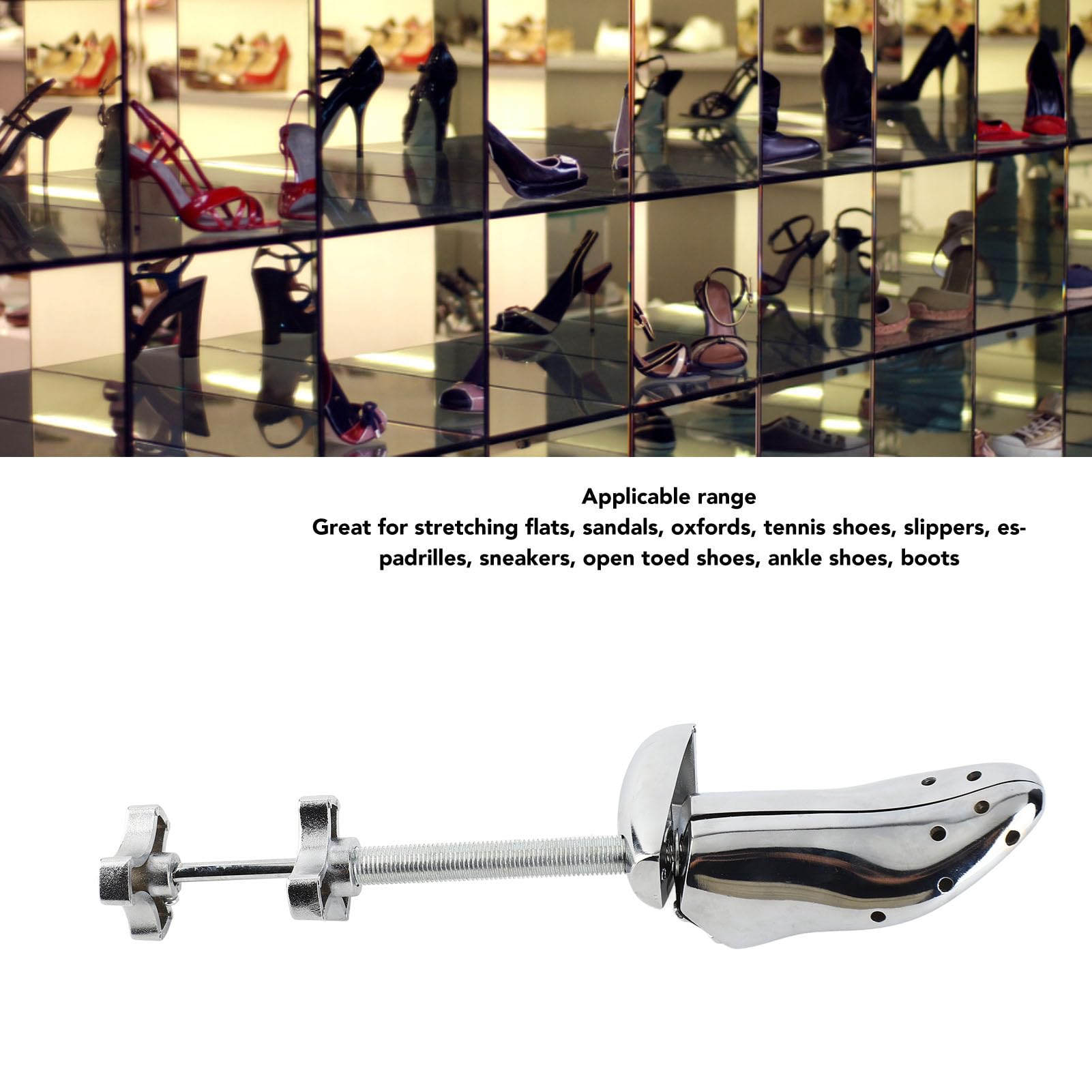 Ensanchador de zapatos Expansor de zapatos profesional Ensanchador Hormas de zapatosde aleación de aluminio Longitud y ancho de estiramiento ajustable para pies anchos