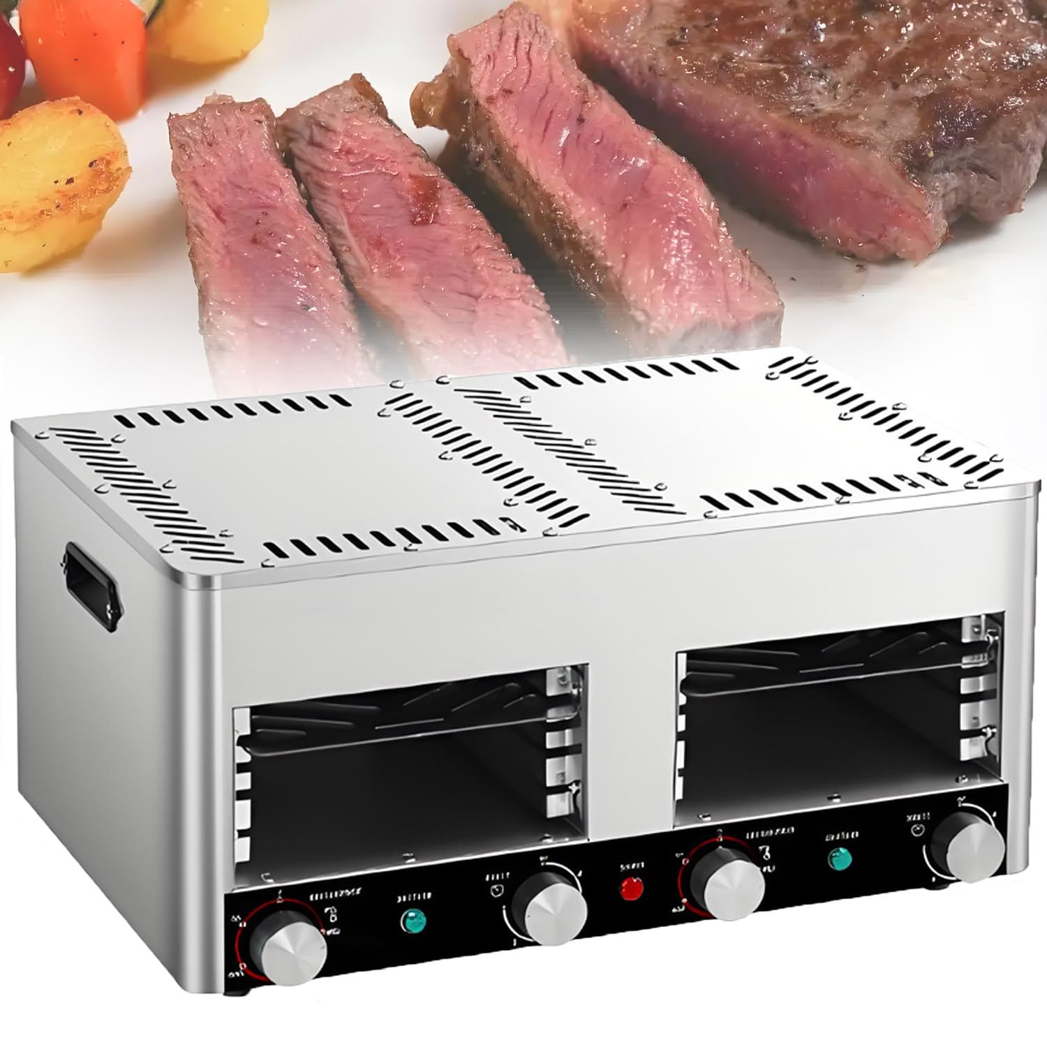 1700/3400 W Automatic Electric Steak Broiler & Grill,Silver N002