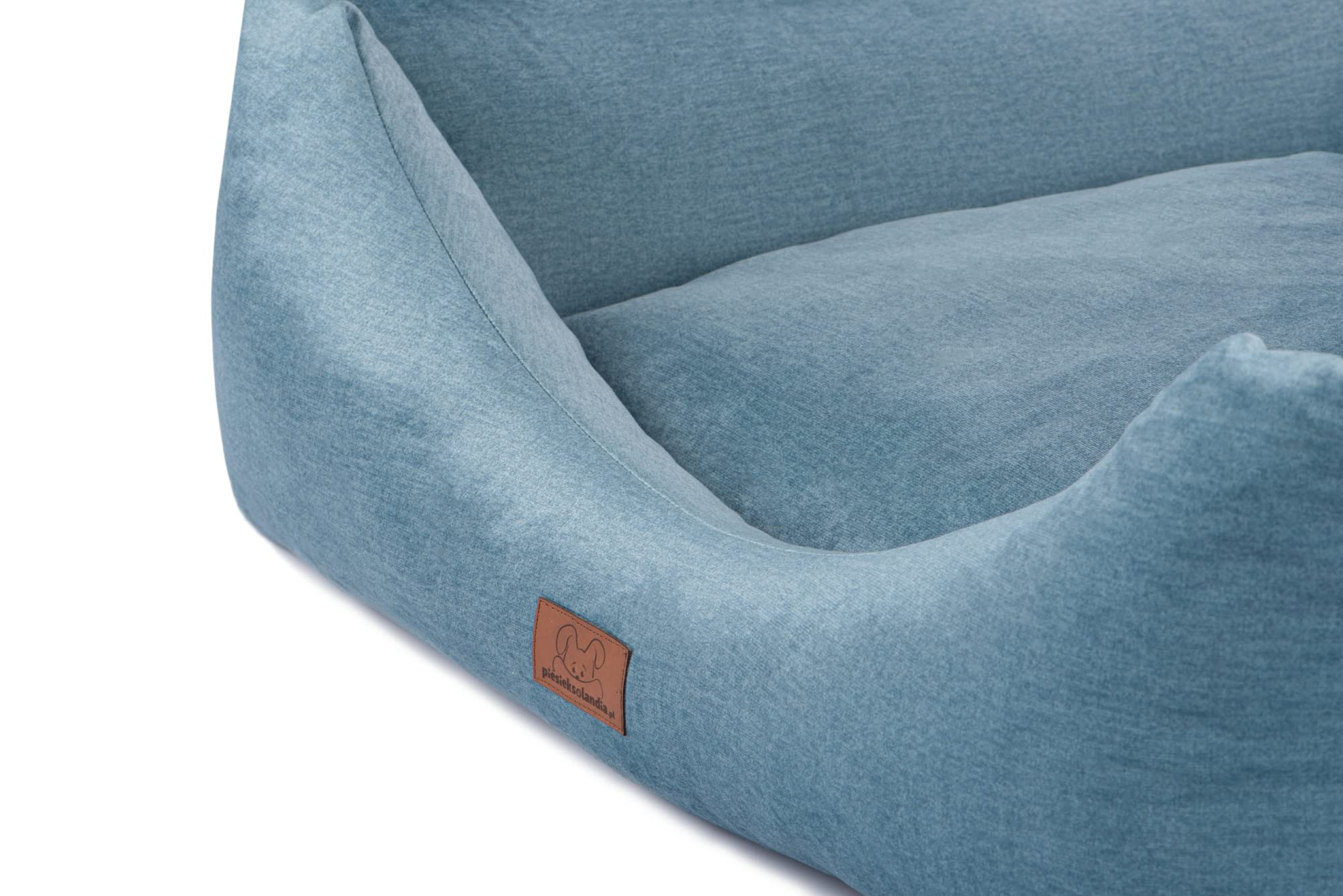 Oaza Velvet legowisko dla psa z krawędzią, legowisko dla zwierząt domowych, łóżko, poduszka dla psa, sofa dla psa, legowisko dla psa, legowisko dla psa, miękki, tekstylny, prostokątny (90 x 70, turkusowy)