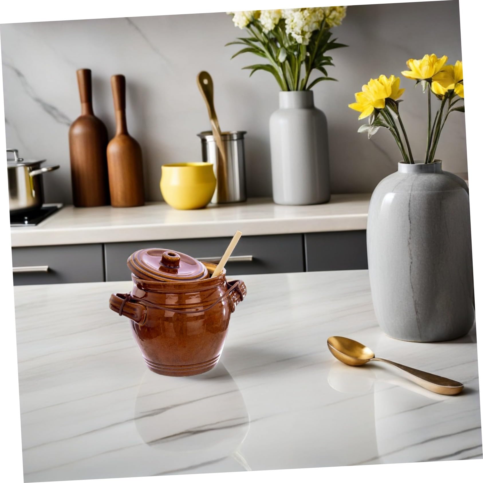 Mipcase Ceramiczny Szczelny Słoik Do Kiszonek Ceramiczny Pojemnik Kuchenny Żywność Trwały i Bezpieczny Słoik Domowy z Kreatywnym Designem i Szczelnym Zamknięciem