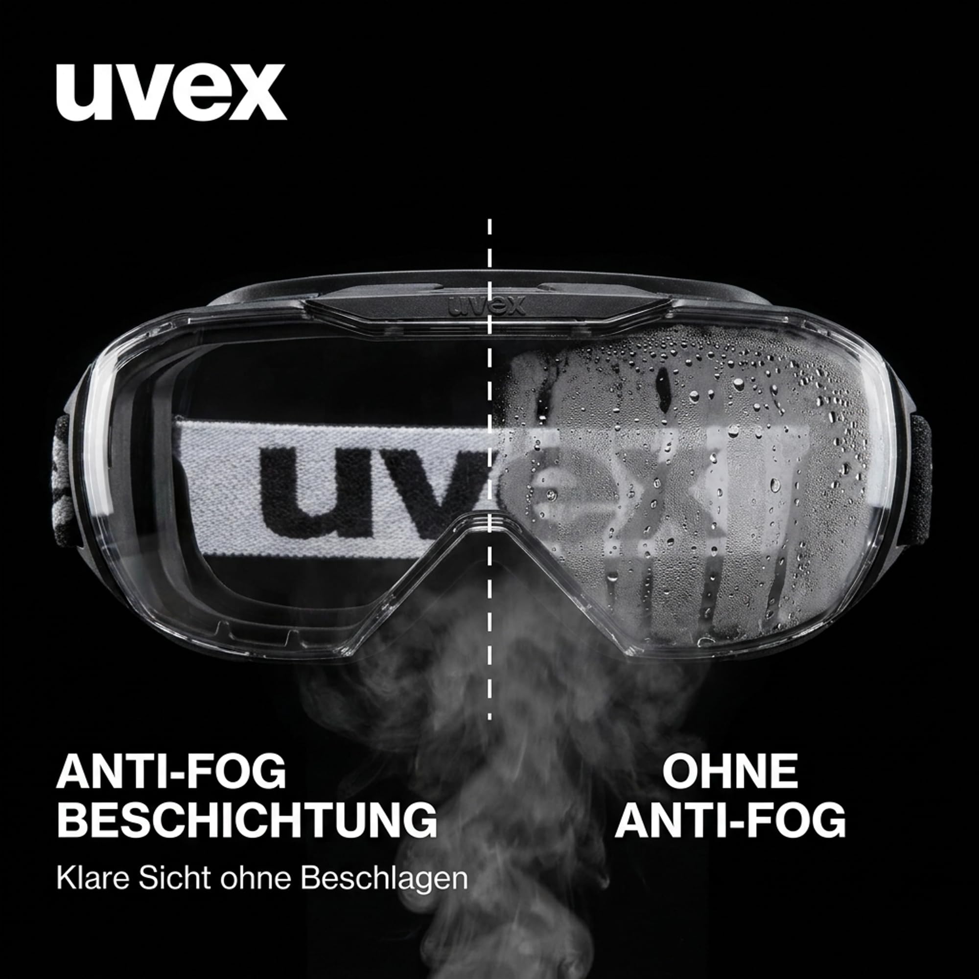 Uvex Megasonic Okulary ochronne dla osób noszących okulary - odporne na zaparowanie i zarysowania