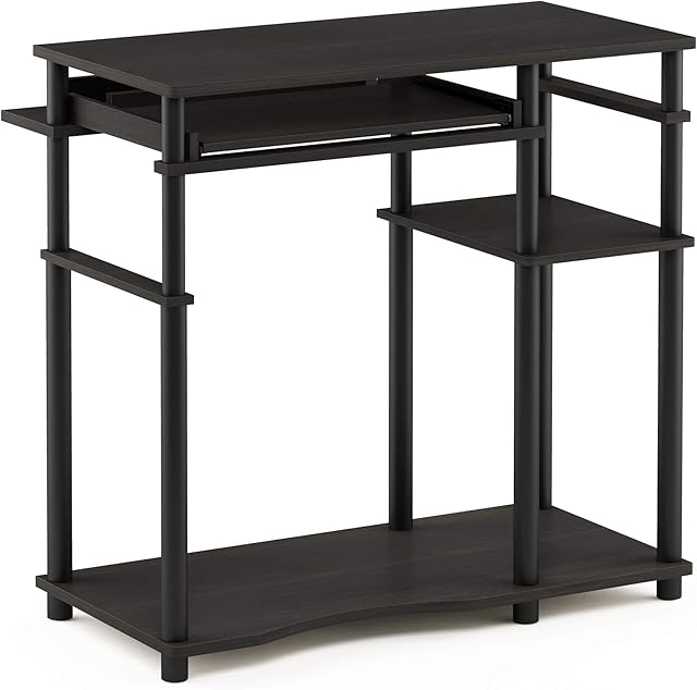 Furinno Abbott Computer Desk, Writing Desk with Bookshelf, Espresso/Black, 80 (W) x 79 (H) x 47 (D) cm