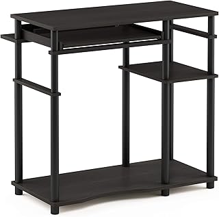 Furinno Abbott Computer Desk, Writing Desk with Bookshelf, Espresso/Black, 80 (W) x 79 (H) x 47 (D) cm