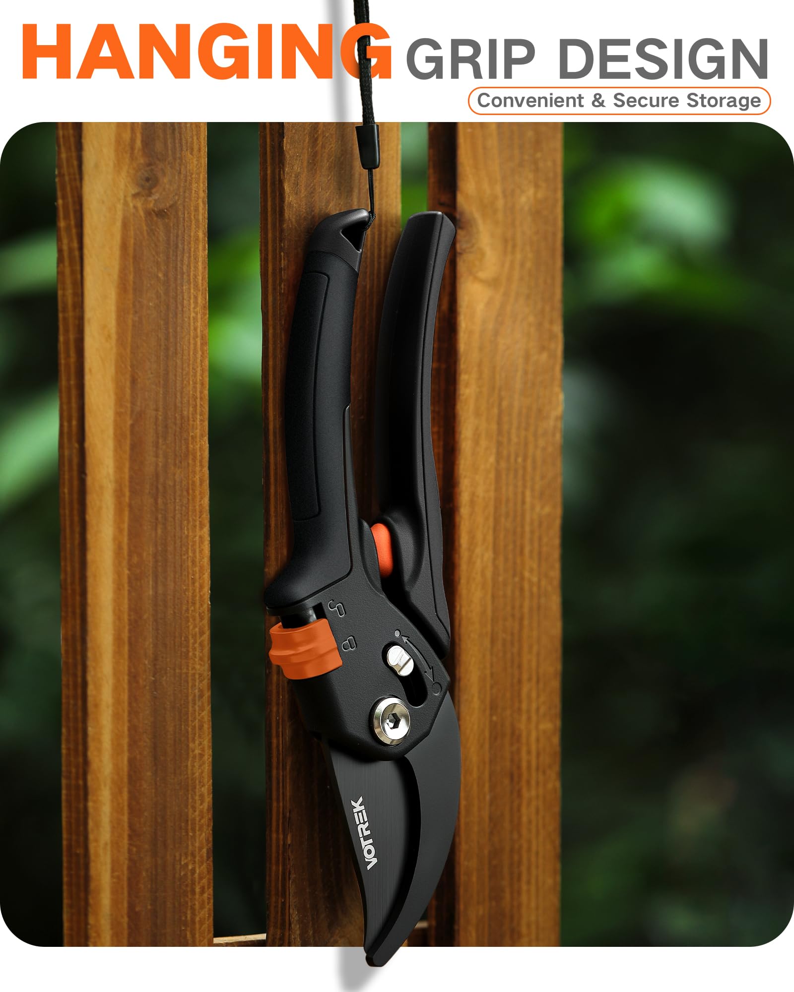VOTREK Bypass Secateurs for Small Hands with Continuously Adjustable Grip - Image 5