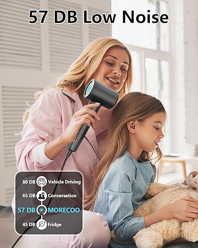 Miniatura 4 de MORECOO Secador de pelo, secador de pelo de alta velocidad para secado rápido, secador de pelo iónico profesional de 200 millones para mujeres con 4