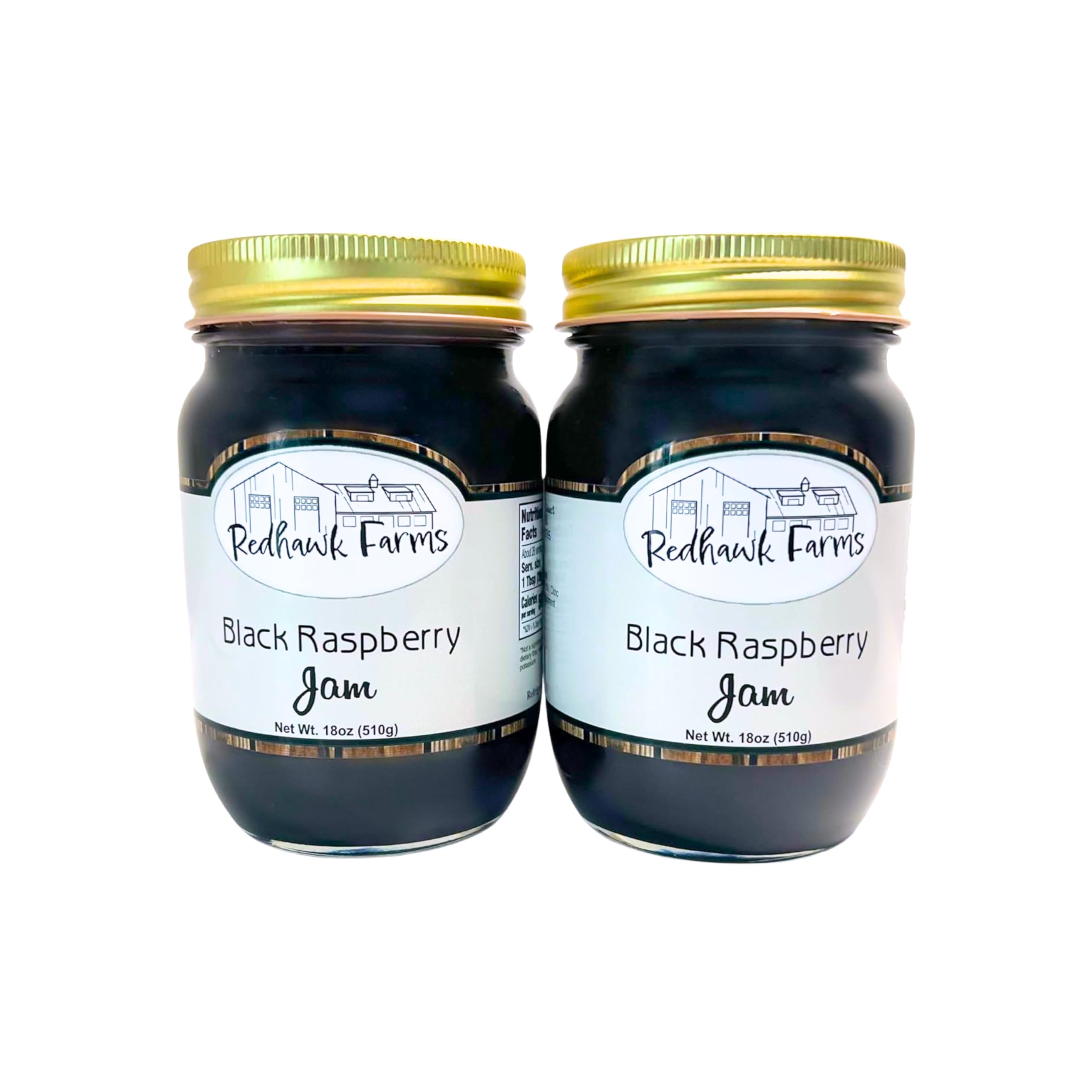 Redhawk Farms Black Raspberry Jam - Black Raspberry Jelly - Homemade Jams, Jellies & Preserves for Sandwich Spread, Charcuterie (18 oz, 2 Pack)