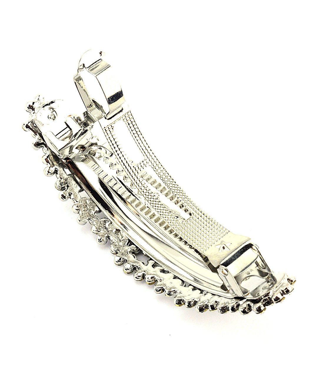 Women's Rhinestone Metal Hair Barrette Clip Hair Pin Antique Silver IMB2113, Multi