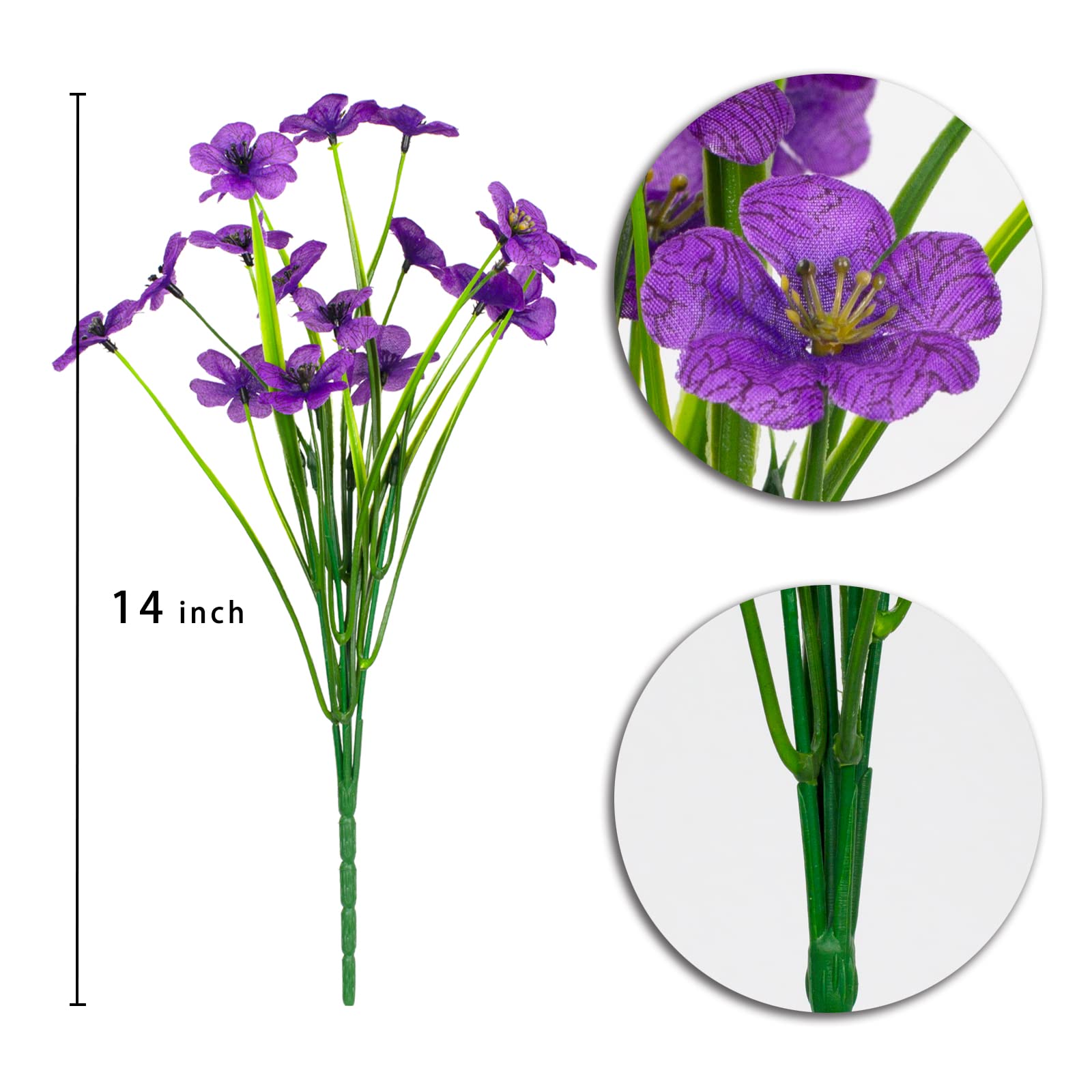 12 fasci di fiori artificiali per esterni, resistenti ai raggi UV, per la decorazione della casa, non scoloriscono, piante in plastica sintetica, per appendere giardino, portico, finestre (6 colori