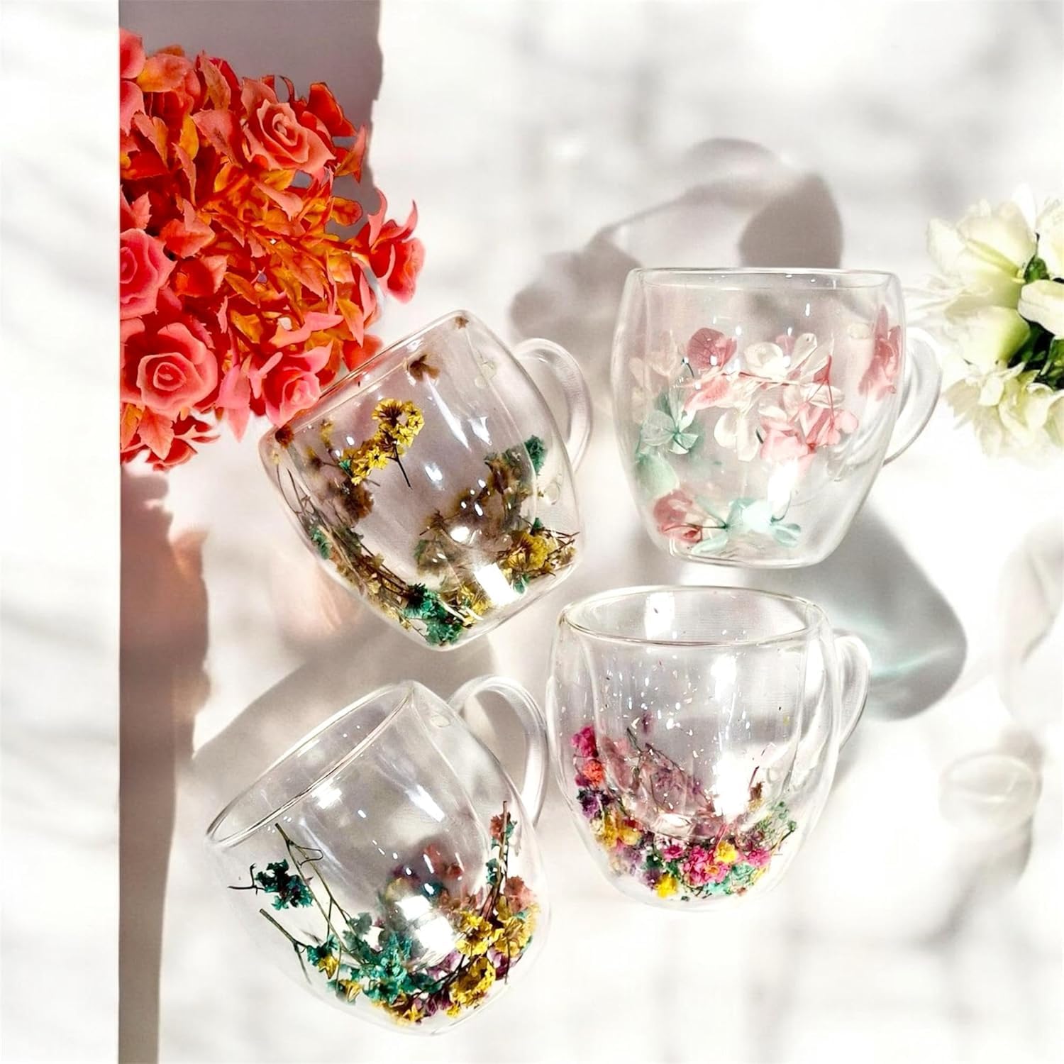 Double Wall Glass Coffee Mugs - Set of 2 -5