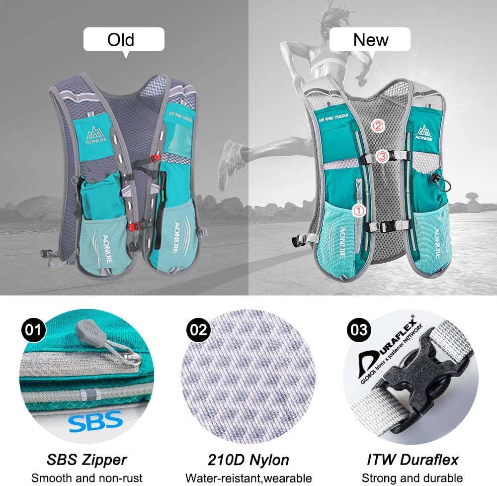 Sac à dos d'hydratation multifonction 5 l Super léger Gilet d'hydratation respirant réglable pour la randonnée