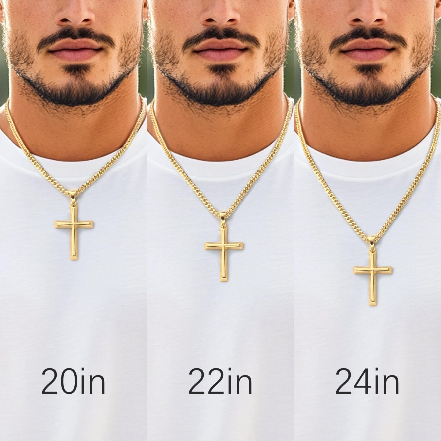 Mens Cross Necklaces Gold Cross Necklace for Men 14K Gold Cross Chain for Men Paired with 4.3mm Cuban Link Chain for Men Dainty Gold Crosses Pendant Necklace for Mens Necklaces 20/22/24in