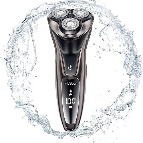 Miniatura 1 de Electric Razor for MenFlySpur Shaver Rotary Cordless Beard Pop-trimmer Wet Dry Shaver IPX7 100 Waterproof with Time Display