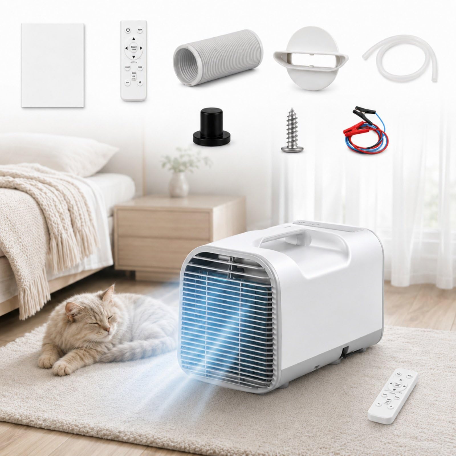 HCAUYNN Compact Air Conditioner 1400W/5000BTU, 1–12H Timer