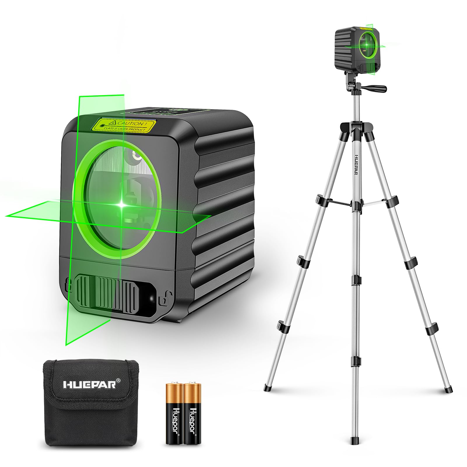 [Versión actualizada]Nivel Láser con Trípode, Huepar B011G-TP Kit De 1m, Autonivelante Para DIY, Nivel Láser De Línea Cruzada Verde Para Colgar Cuadros Y Alicatar Global Recycled Standard Global Recycled Standard Global Recycled Standard