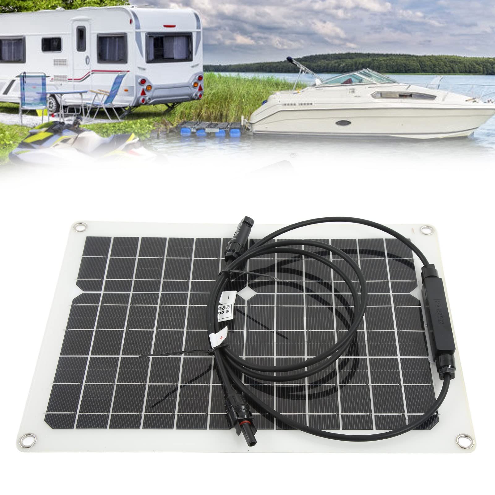 Cargador Solar de Silicio Monocristalino, Controlador de Resistencia Al Impacto de 30W, para Coche, Yate, Barco