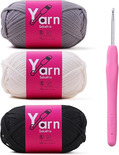 Miniatura 9 de Sekafris Hilo de ganchillo con hilo de algodón para ganchillo - Hilo de ganchillo para principiantes con puntadas fáciles de ver - Hilo para