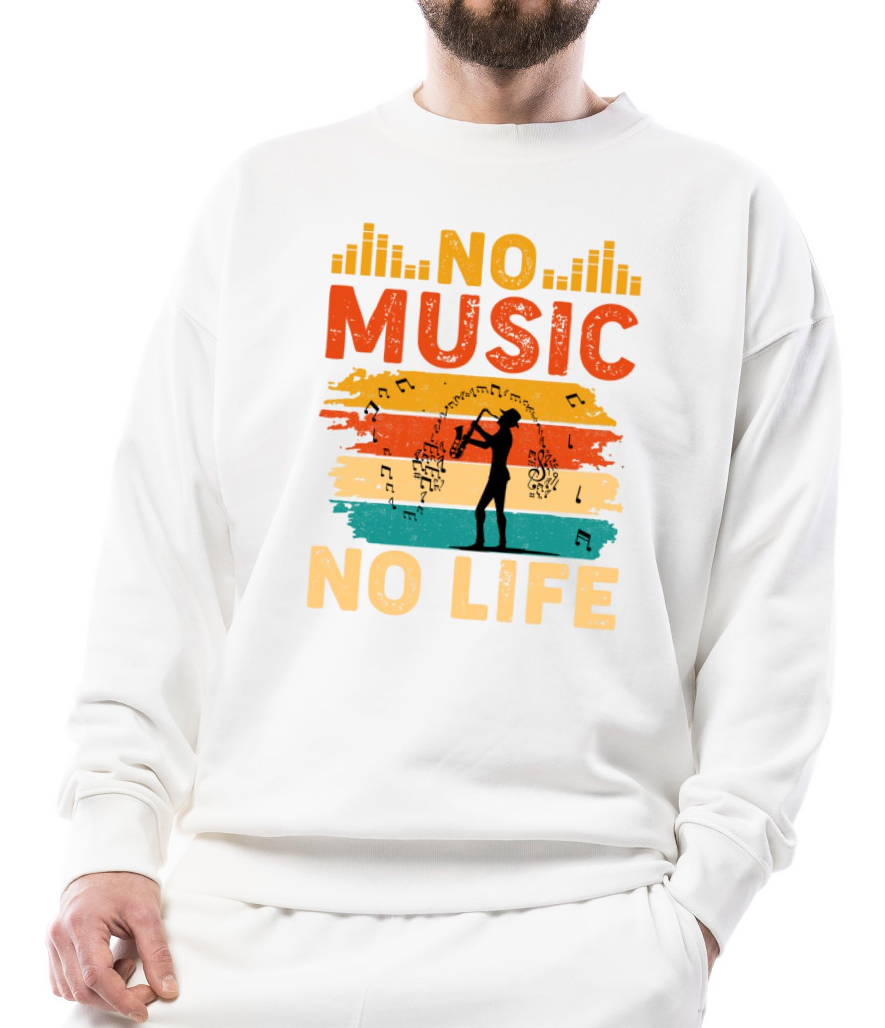 seek buy love Unisex No Music No Life Sweatshirt, Music Lover Gift, Musician Shirt for Men and Women, Graphic Long Sleeve Top, Cozy Casual Wear-picture-34