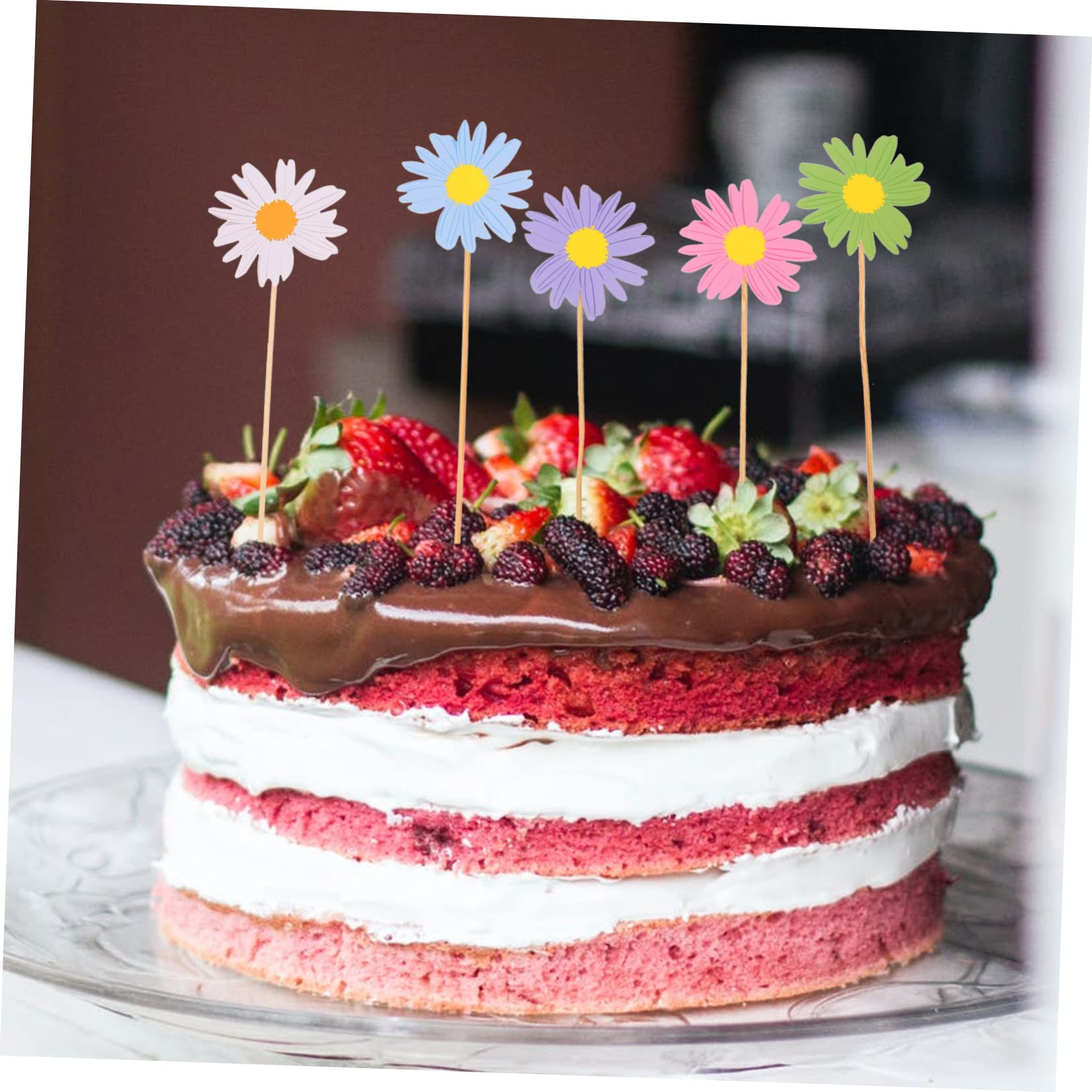 20 Stück Blumen-Cupcake-Topper – Gänseblümchen Motiv, Rosa, Für Hochzeit, Geburtstag & Babyparty
