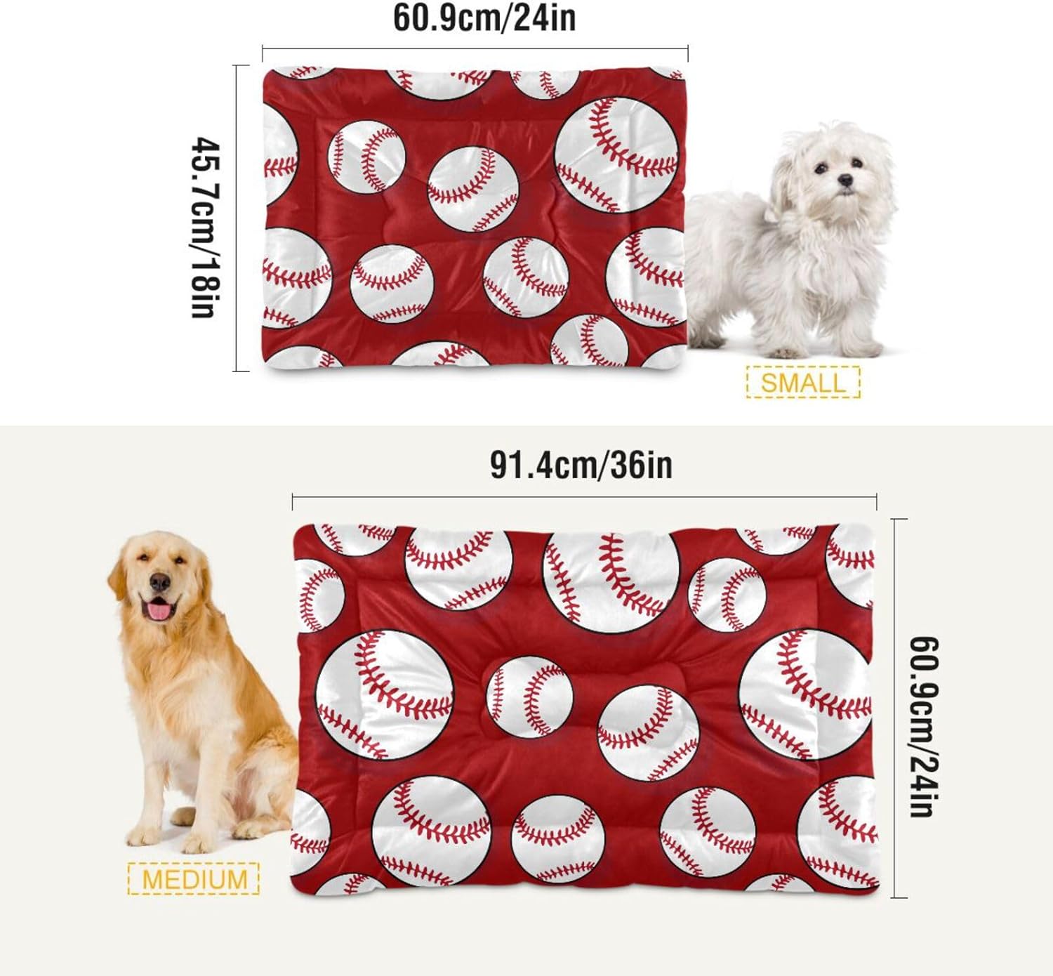 review Red Baseball Dog Cat Pet Bed Anti-Slip Dog Kennel Couch Cushion Outdoor Puppy Bed Crate Pad Washable Dog Beds Mat for Large Medium Small Dogs Indoor Pets Cats Sleeping