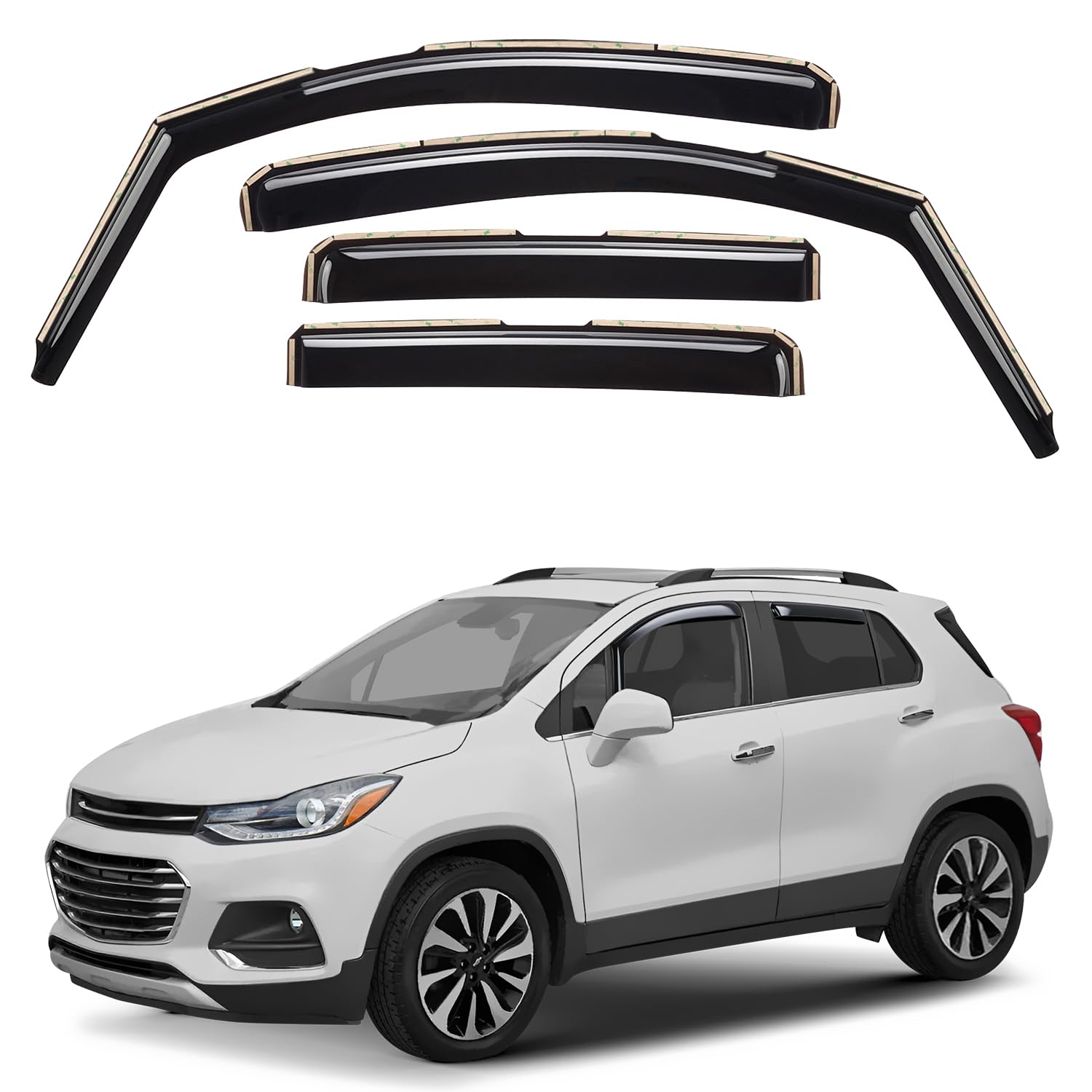 Window Deflectors Smoke Tinted In-Channel Side Window Vent Visor Deflectors Rain Guards Compatible with Buick Encore 2013-2022/Chevrolet (Chevy) Trax 2014-2022 - 4pcs. GW0187