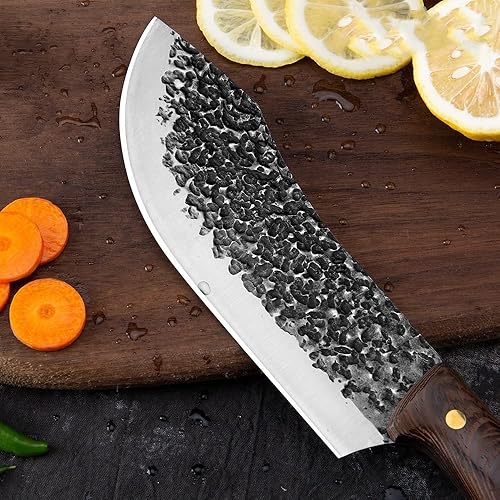 Miniatura 5 de Cuchillo de corte de carne de chef de 7 pulgadas, hecho a mano, forjado, carnicero, carne, deshuesado, filete de pescado, cuchillos de cocina, acero