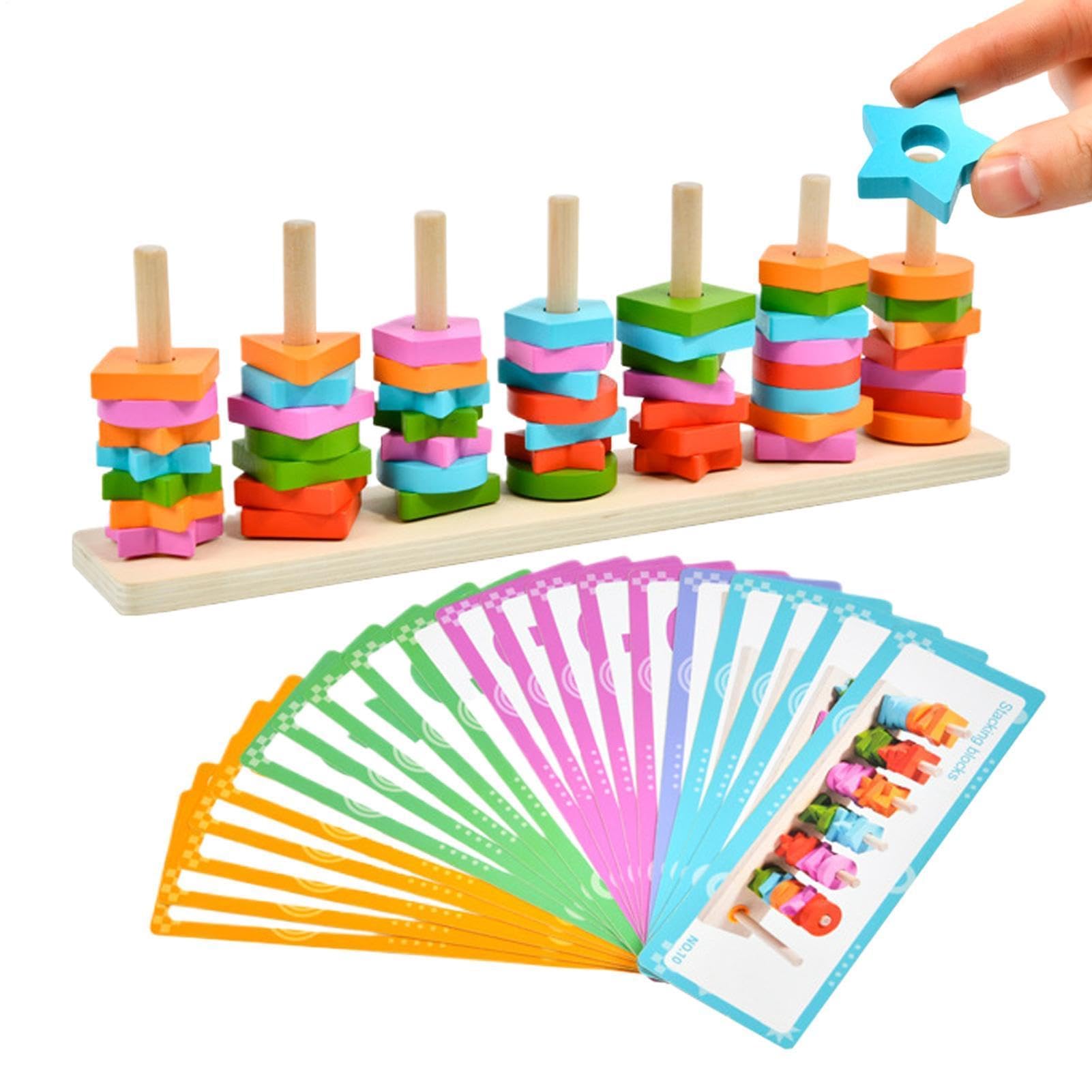Muiltvoe Sorting Stacking Toys, Color Rainbow Rings Educational Games, Kids Shape Sorting Stacking Toys, for School, Classroom, Preschool, Home, Party, Birthday, Youth