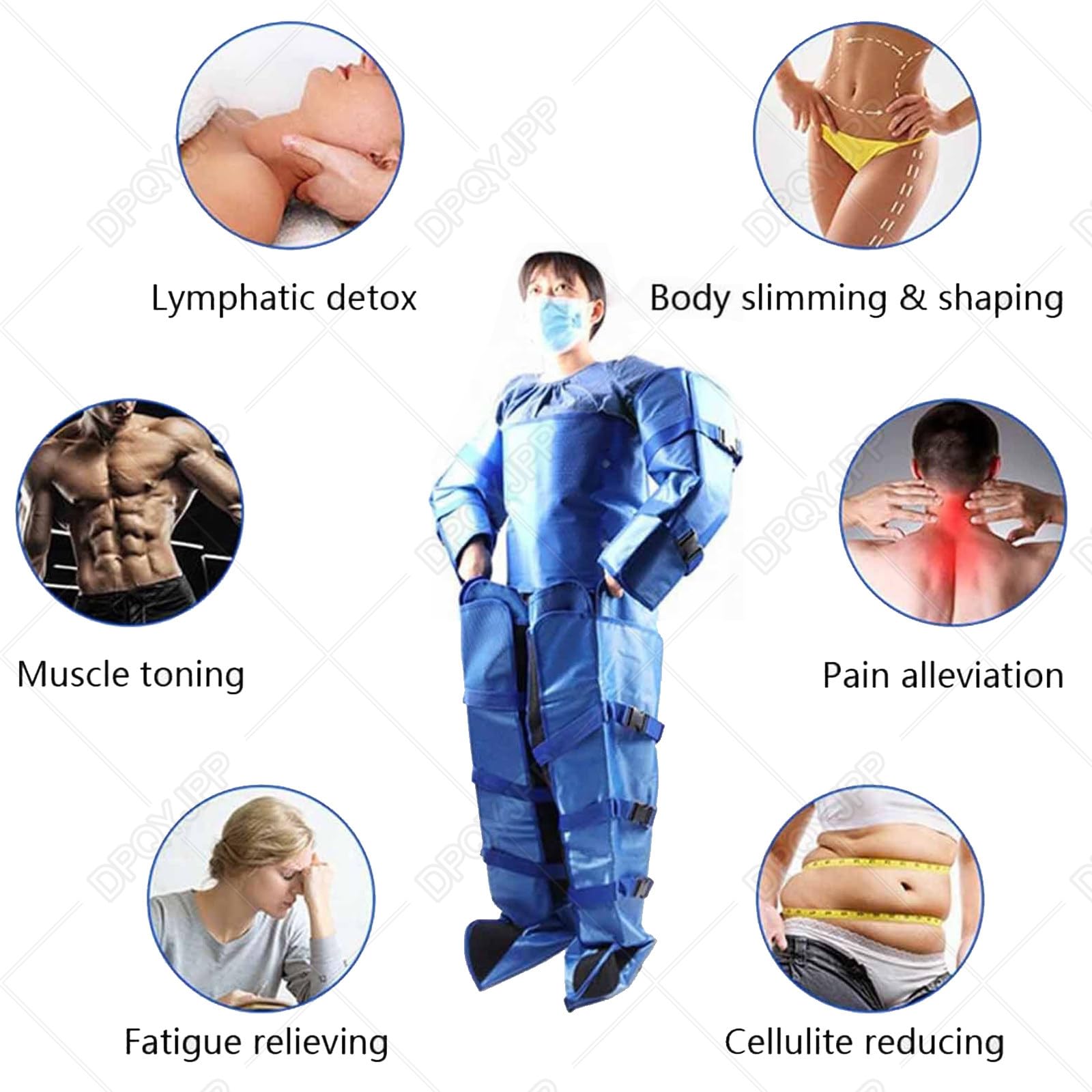 Ganzkörper-Pressotherapie-Massagegerät, Lymphdrainage-Schönheitsgerät, elektrisches Arm - Nackenmassagegerät, Luftkompressions-Durchblutungsmassagegerät, einstellbare Intensität Blue