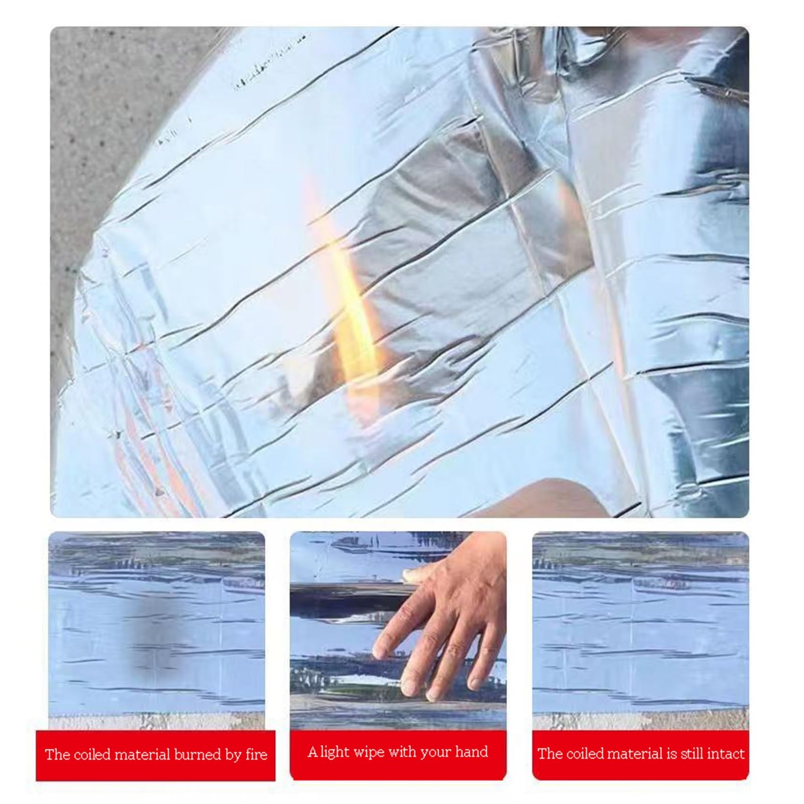 Cinta de Reparación de Betún de Papel de Aluminio，Material asfáltico Flexible for techos, for tuberías, Metal, toldos de autocaravanas, goteras y Sellado de Ventanas(THK1.2mm/W1*L3m)