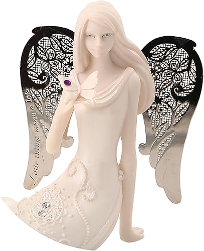 Miniatura 11 de Little Things Mean A Lot - Figura mensual de ángel de febrero, 3-12 pulgadas, incluye piedras preciosas en mariposa