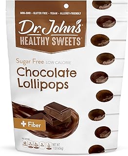 Dr. John’s Sugar Free Candy, Healthy Lollipops with Zero Sugar, Low Calorie Snacks, Keto Friendly Hard Candy Sweets, Chocolate Oval, 60 Count, 1 LB