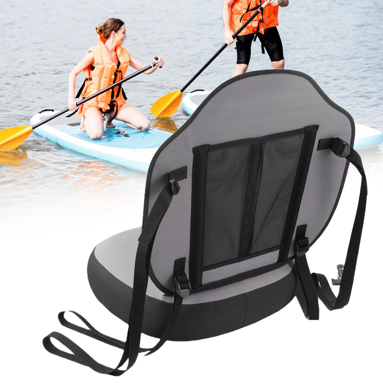Asiento de Tabla de Paddle Surf Inflable, Cojín Universal para Kayak con Respaldo, Asiento de Kayak Ajustable Asiento Paddle Surf para Botes Inflables Canoa y Entusiastas de la Pesca