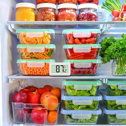 Miniatura 6 de Mini termómetro para nevera, paquete de 2 termómetros digitales para congelador, termómetro impermeable con gancho, pantalla LCD grande