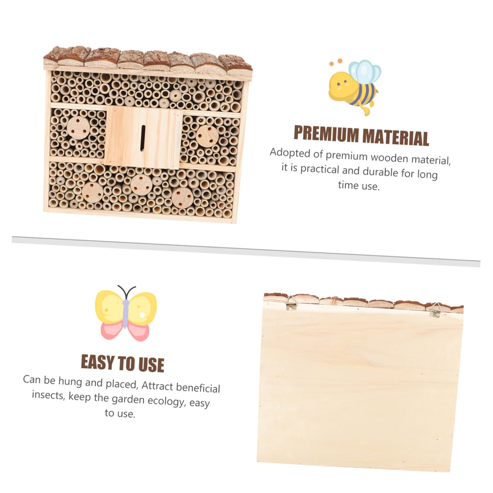 Casetta per Insetti in Legno Beige Stile Baita da Giardino | Adatta e Api, Aiuta ad Attirare Insetti Utili, Decorazione per Cortile Naturale
