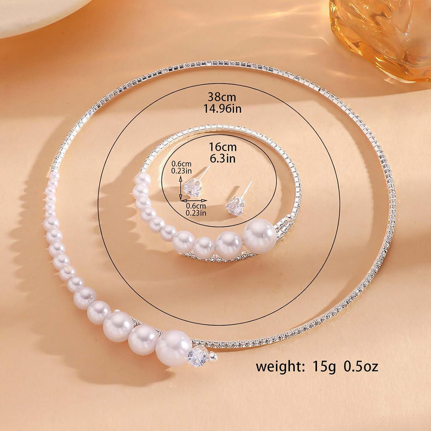 Long tiantian Pearl Jewelry Set Pearl Necklace and Earring Set Pearls Bracelet for Women Valentines Day Gift for Her - Image 6