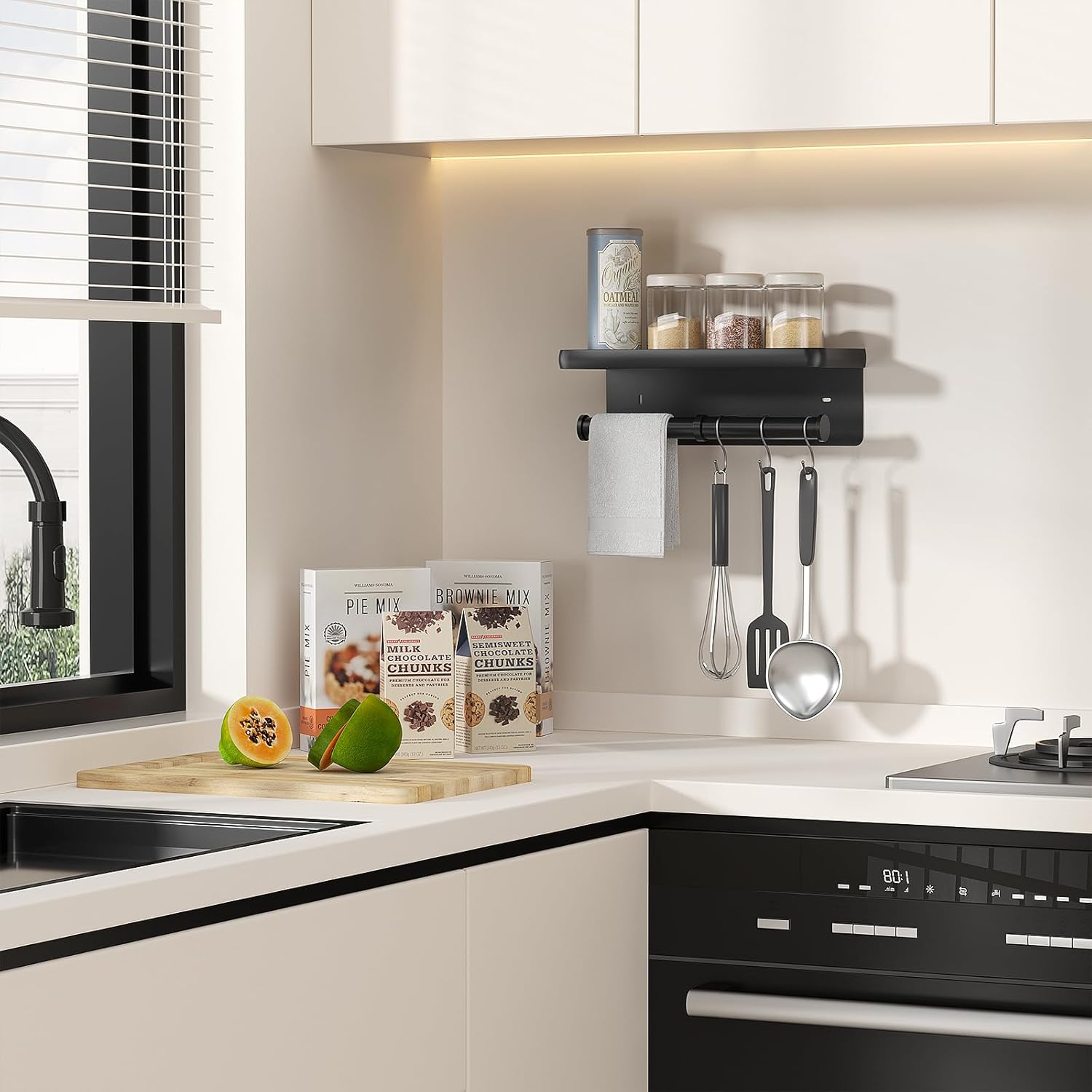 Toilet Paper Holder with Shelf,LigoVenmo Toilet Paper Holder Wall - Modern Minimal Aluminium Double Roll Design,Adhesive or Screw Bathroom Black Toilet Paper Roll Holder with Wipes Storage