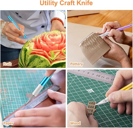 3PCS Craft Knife Hobby Knife Includes 30PCS Spare Exacto Knife Blades #11 and A Ruler, HEADLEY TOOLS Precision Exacto Knife Set Ideal for Crafting, Scrapbooking, Arts, DIY, Stencil, Carving