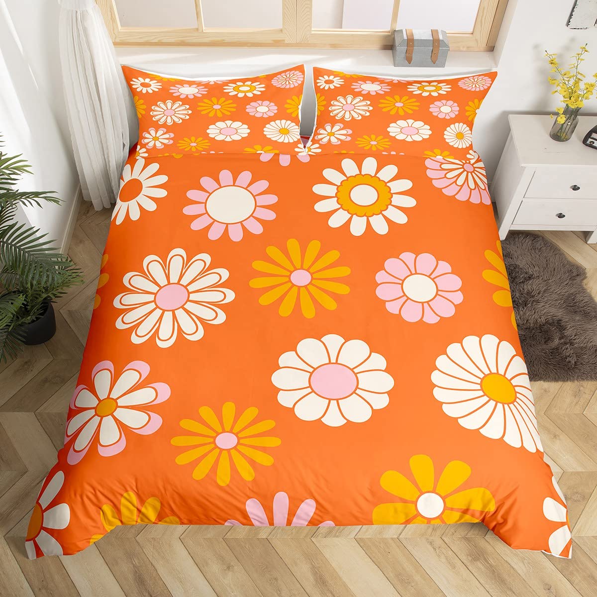 Zonnebloem beddengoed sets, luxe zachte microvezel dekbedovertrek set voor kinderen tieners volwassenen, 1 dekbedovertrek 220x200 cm met rits en 2
